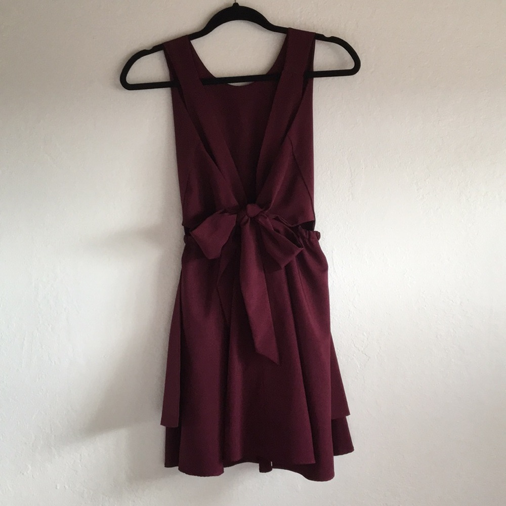 Maroon Ribbon Back Dress - Picture 2 of 6